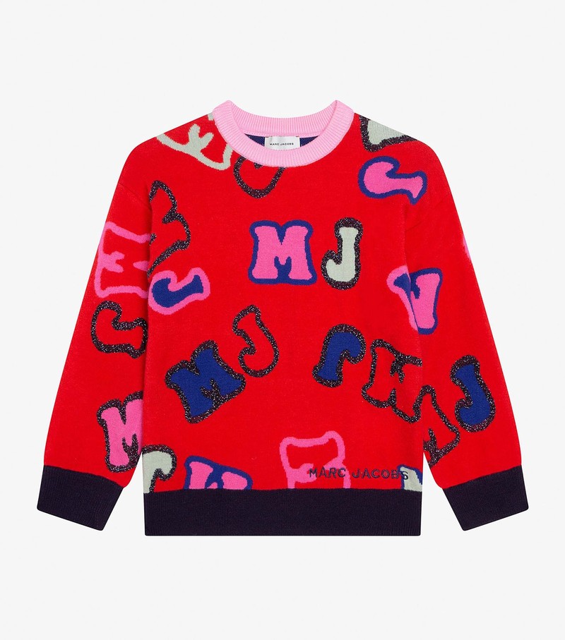 Bluzy Dziecięce Marc Jacobs Mj Jacquard Trykotowy Pullover Czerwone | 53CNBEKOM