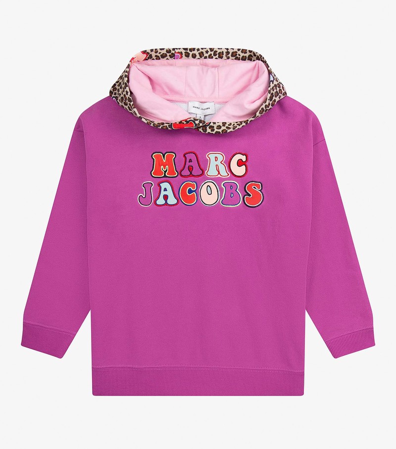 Bluzy Z Kapturem Dziecięce Marc Jacobs All-Over French Terry Fuksja Kolorowe | 40KLUIVGF