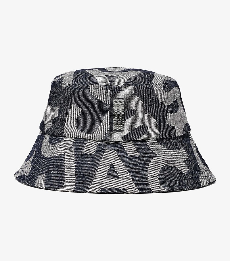 Czapki Damskie Marc Jacobs Monogram Denim Bucket Szare | 01VRDXCOM