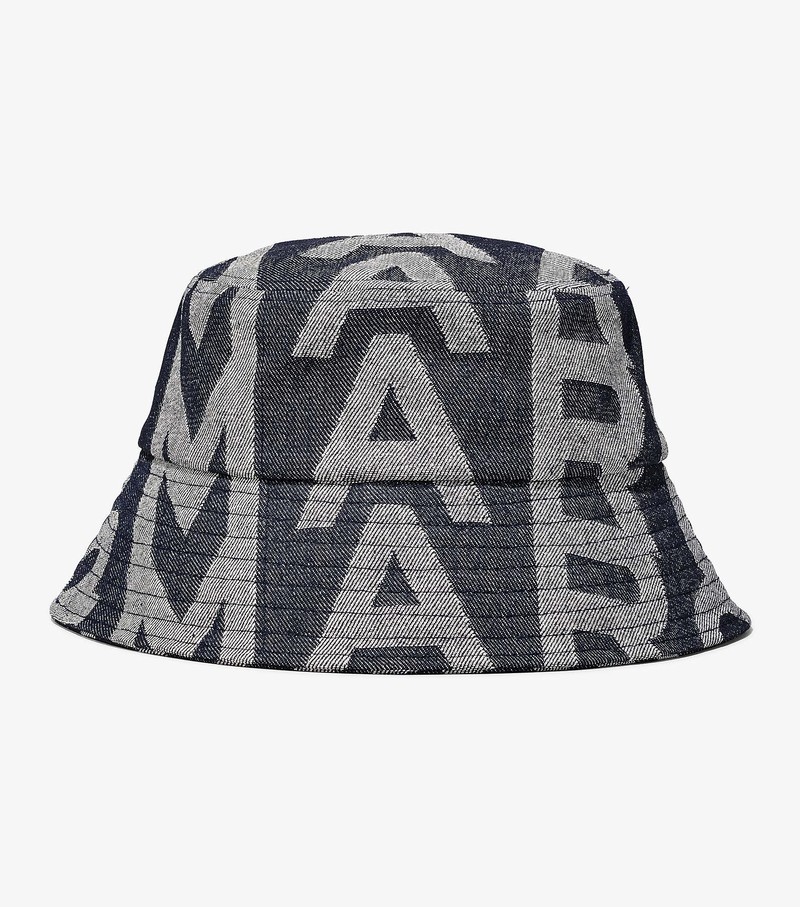 Czapki Damskie Marc Jacobs Monogram Denim Bucket Szare | 01VRDXCOM