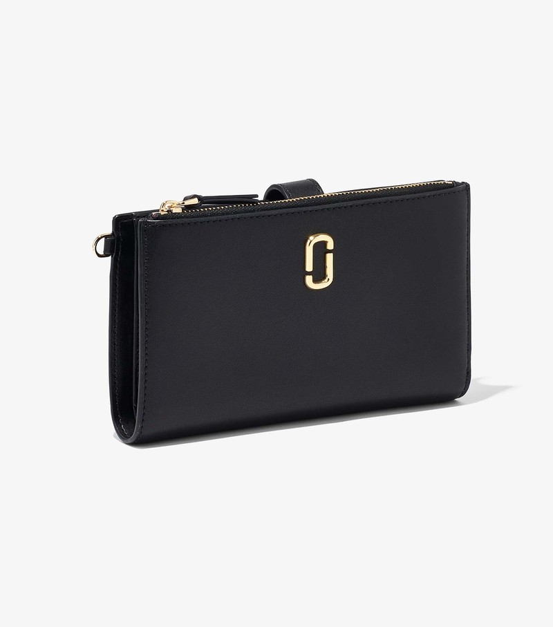 Duże Portfele Damskie Marc Jacobs J Marc Phone Wristlet Czarne | 08JLARPWZ