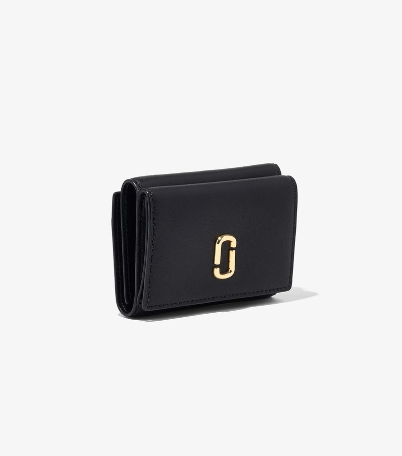 Duże Portfele Damskie Marc Jacobs J Marc Trifold Czarne | 32WNPOILA