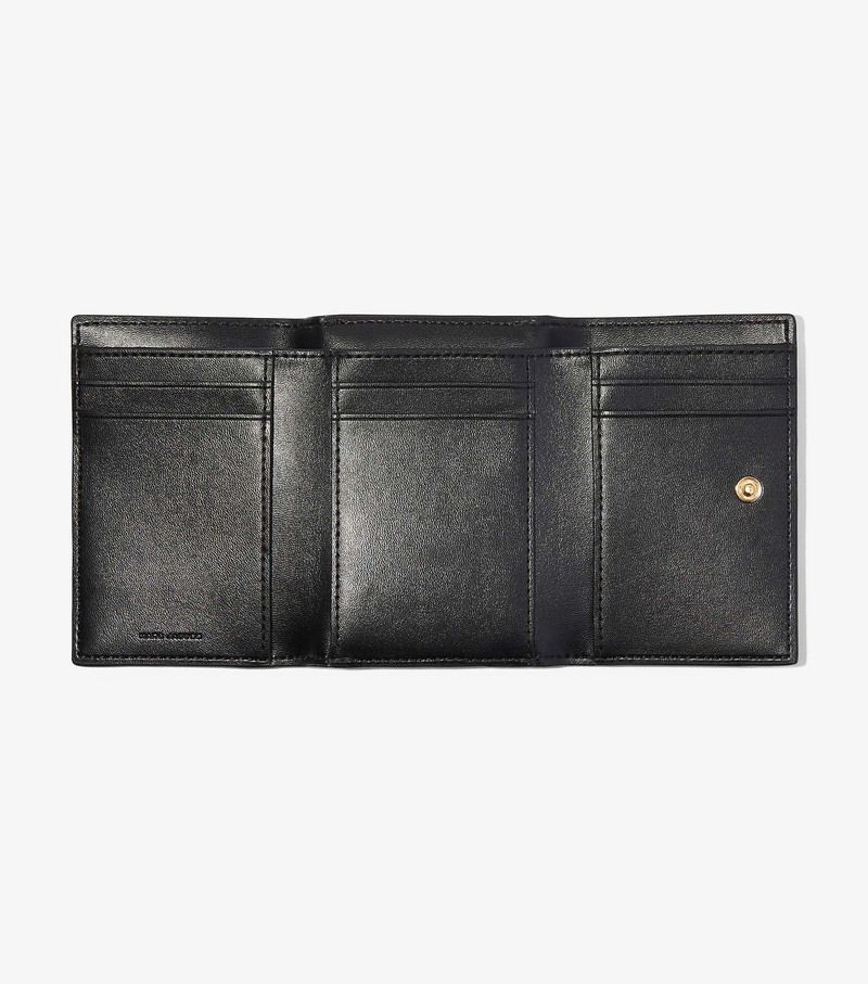 Duże Portfele Damskie Marc Jacobs J Marc Trifold Czarne | 32WNPOILA