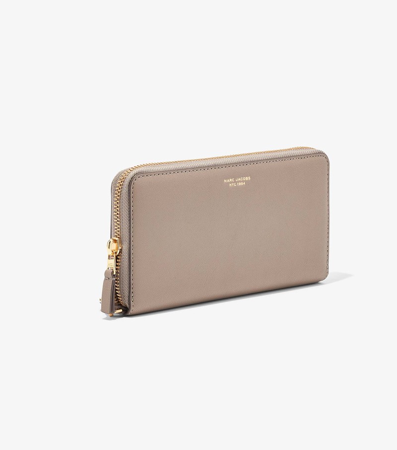 Duże Portfele Damskie Marc Jacobs Slim 84 Continental Wristlet Beżowe | 27UTWYGDR