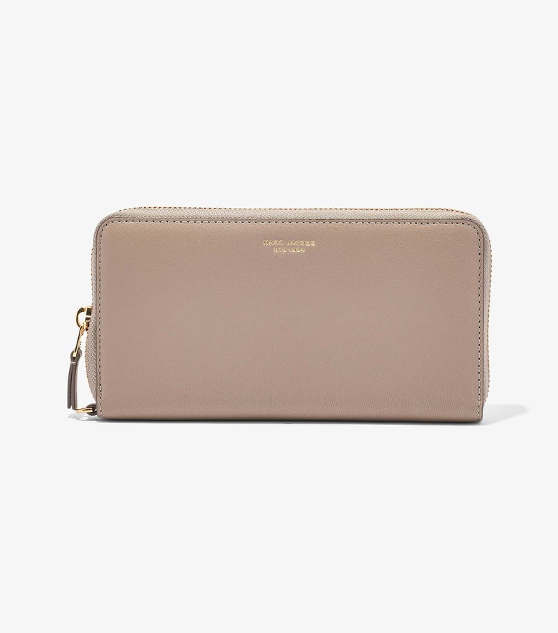 Duże Portfele Damskie Marc Jacobs Slim 84 Continental Wristlet Beżowe | 27UTWYGDR