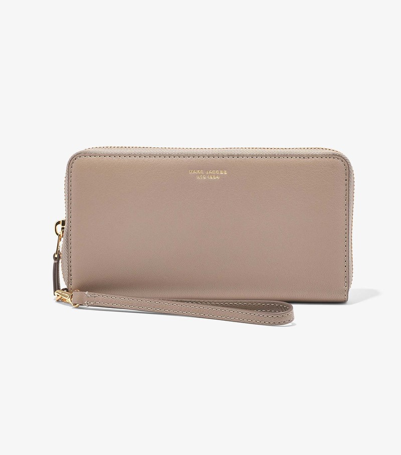 Duże Portfele Damskie Marc Jacobs Slim 84 Continental Wristlet Beżowe | 27UTWYGDR