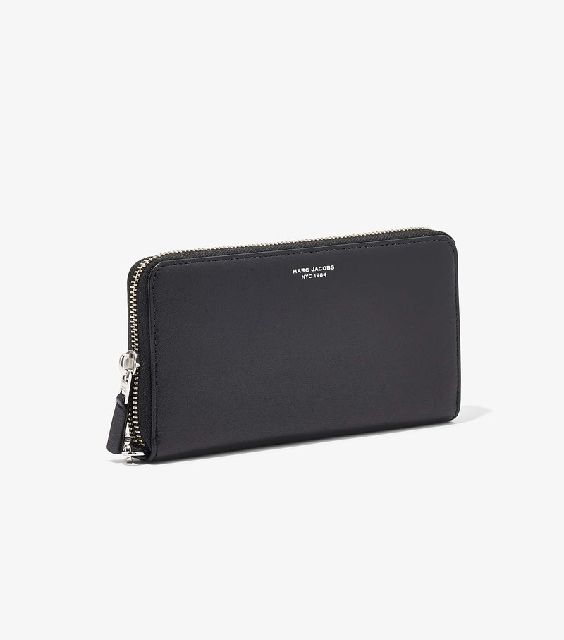 Duże Portfele Damskie Marc Jacobs Slim 84 Continental Wristlet Czarne | 72BMAJOYG