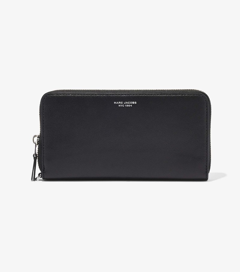 Duże Portfele Damskie Marc Jacobs Slim 84 Continental Wristlet Czarne | 72BMAJOYG