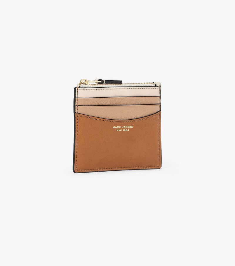 Etui Na Karty Damskie Marc Jacobs Slim 84 Colorblock Zip Brązowe | 15EHBARCX