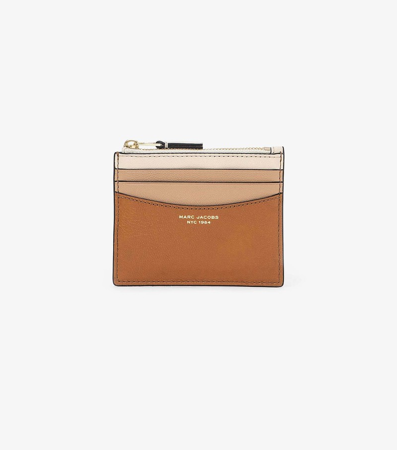 Etui Na Karty Damskie Marc Jacobs Slim 84 Colorblock Zip Brązowe | 15EHBARCX