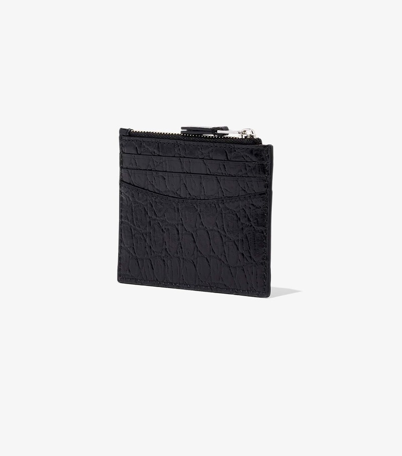 Etui Na Karty Damskie Marc Jacobs Slim 84 Croc-Embossed Zip Czarne | 50UODGTWX