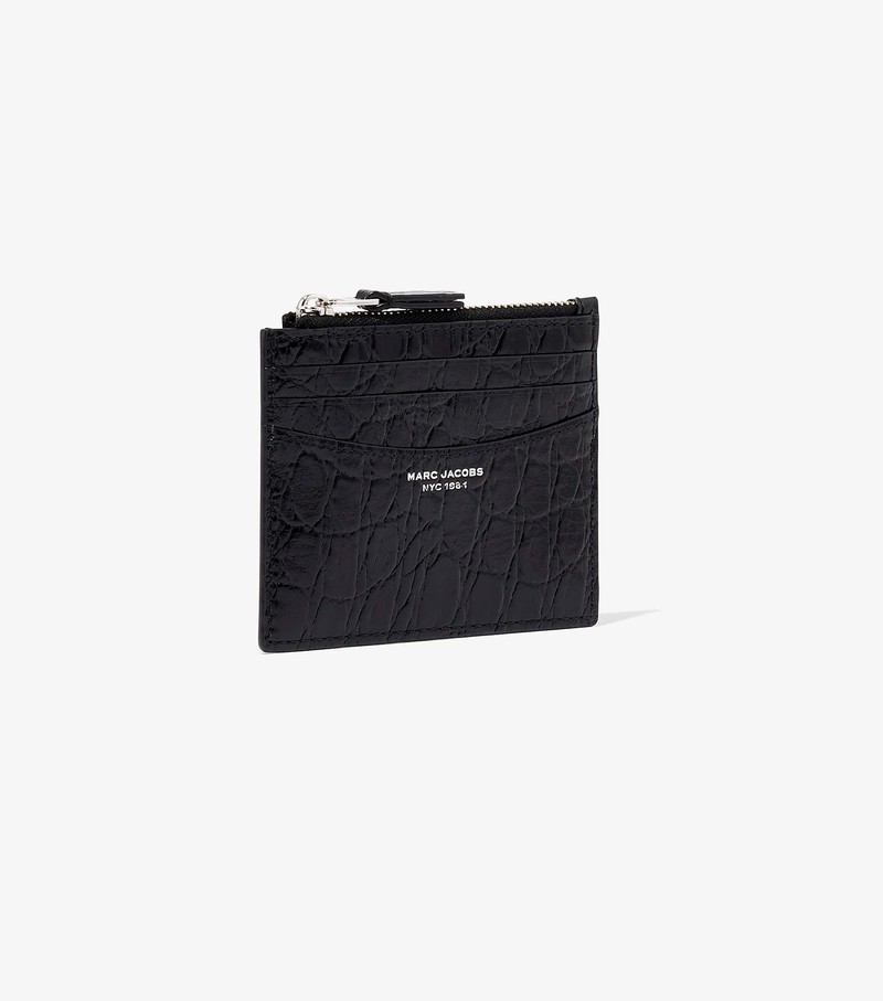 Etui Na Karty Damskie Marc Jacobs Slim 84 Croc-Embossed Zip Czarne | 50UODGTWX