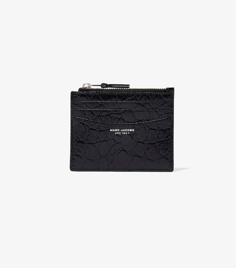 Etui Na Karty Damskie Marc Jacobs Slim 84 Croc-Embossed Zip Czarne | 50UODGTWX