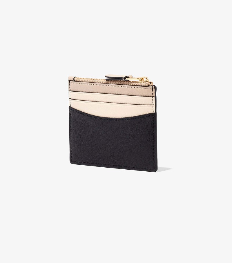 Etui Na Karty Damskie Marc Jacobs Slim 84 Colorblock Zip Czarne Beżowe | 62POIMGEL