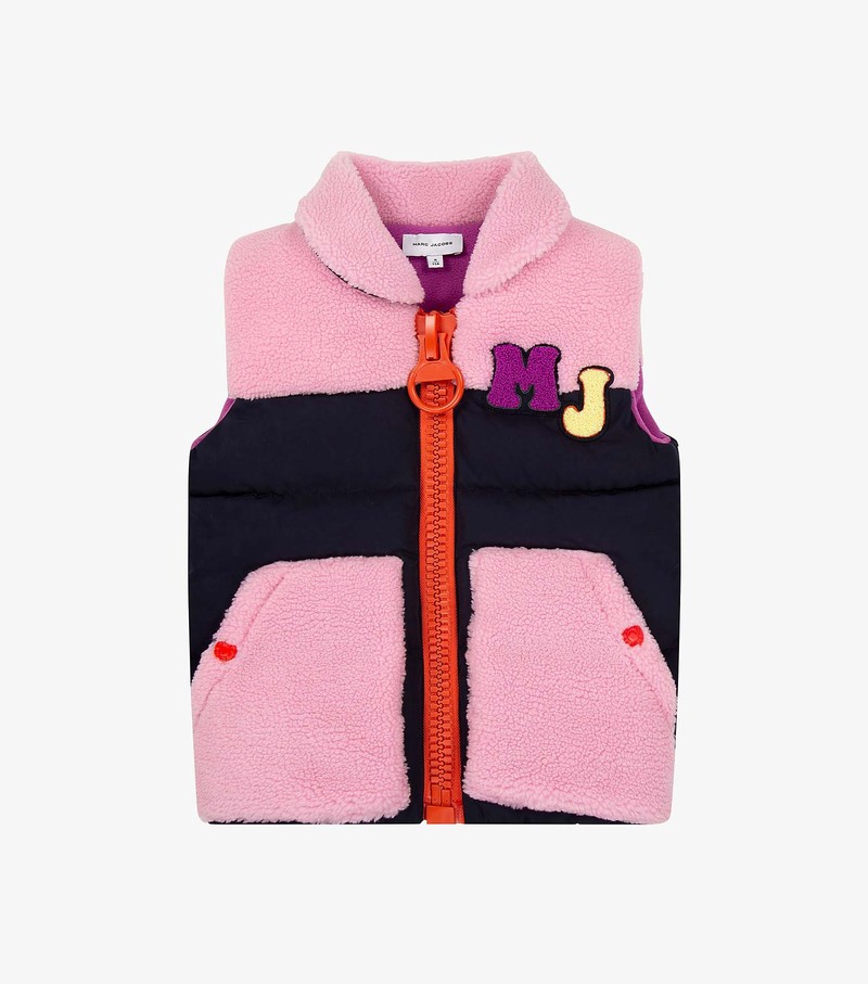 Kamizelki Dziecięce Marc Jacobs Colorblock Faux Shearling Różowe Czarne | 37XLQSMHE