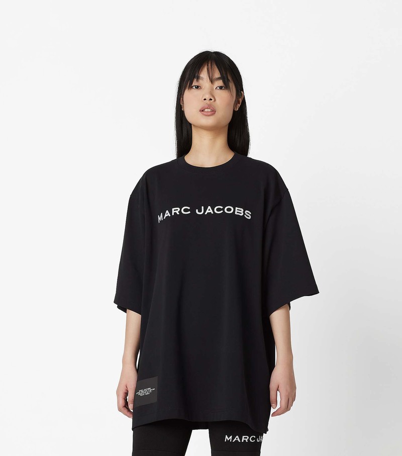 Koszulki Damskie Marc Jacobs Big Czarne | 28DXTHABV