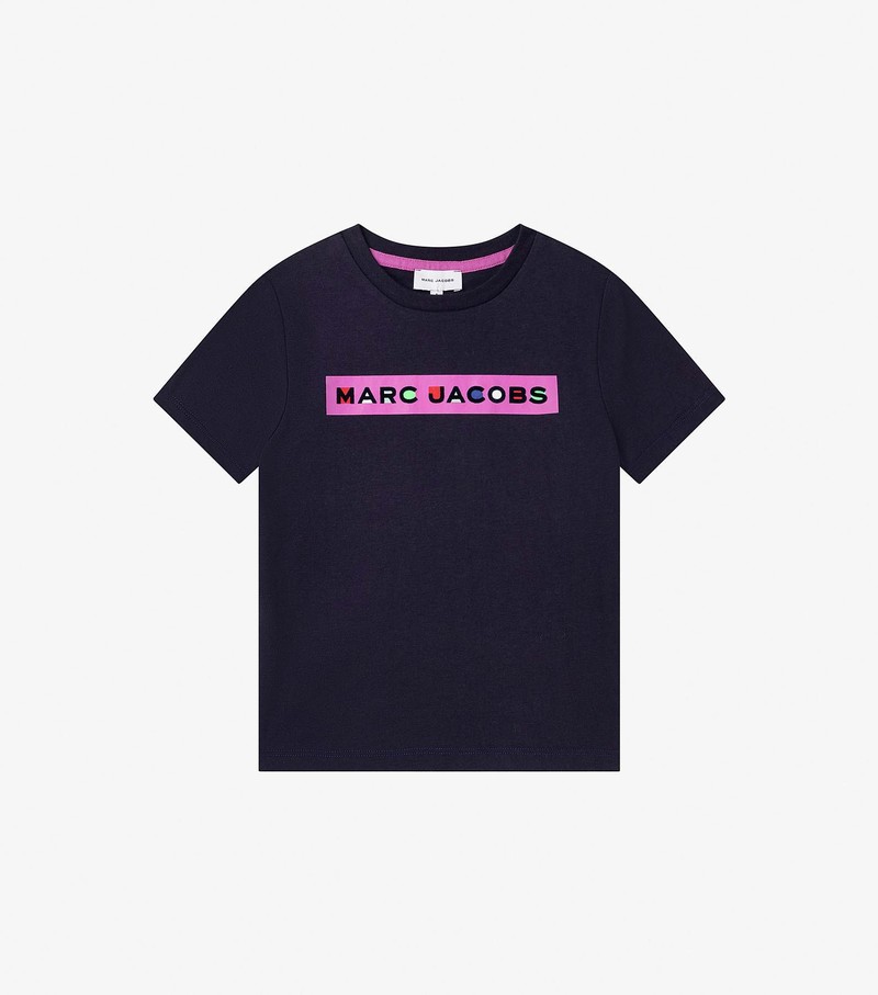 Koszulki Dziecięce Marc Jacobs Mj Tee With Logo Detail Granatowe Różowe | 83TUQAPWO