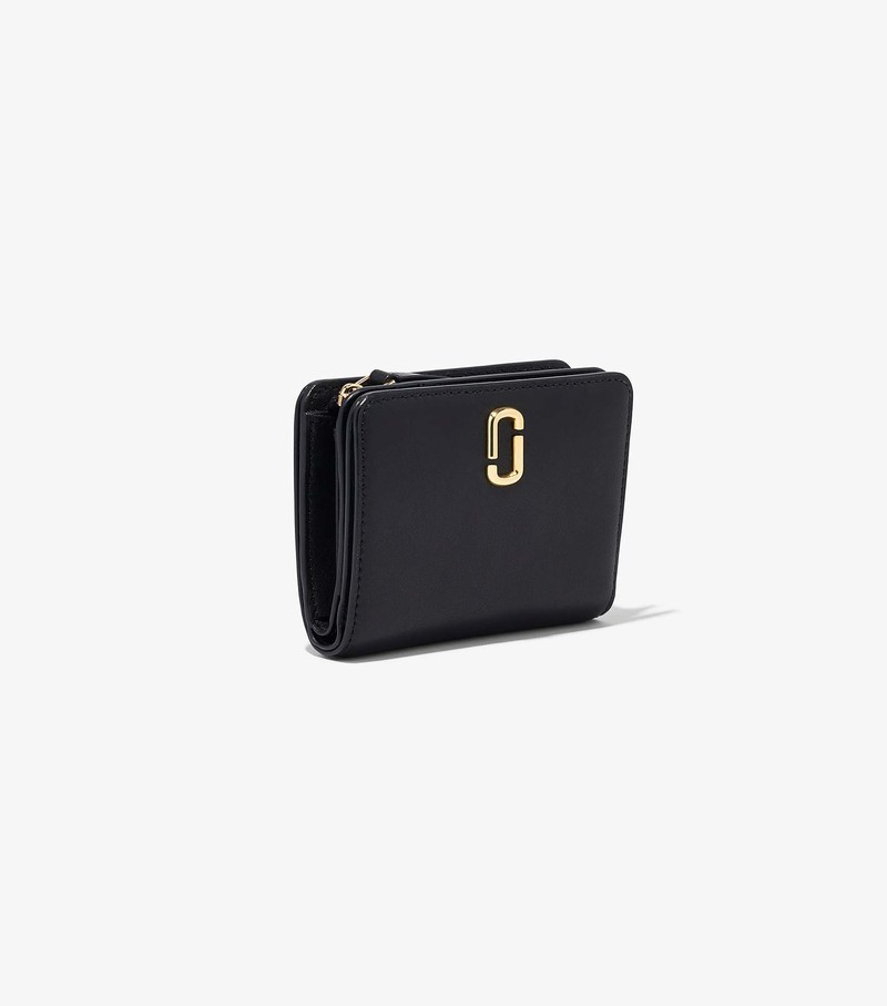 Małe Portfele Damskie Marc Jacobs J Marc Mini Compact Czarne | 17WINZVDX