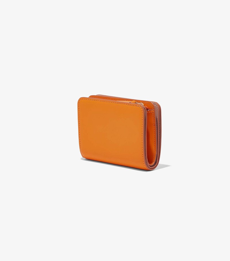 Małe Portfele Damskie Marc Jacobs J Marc Mini Compact Pomarańczowe | 45AHOLJDK