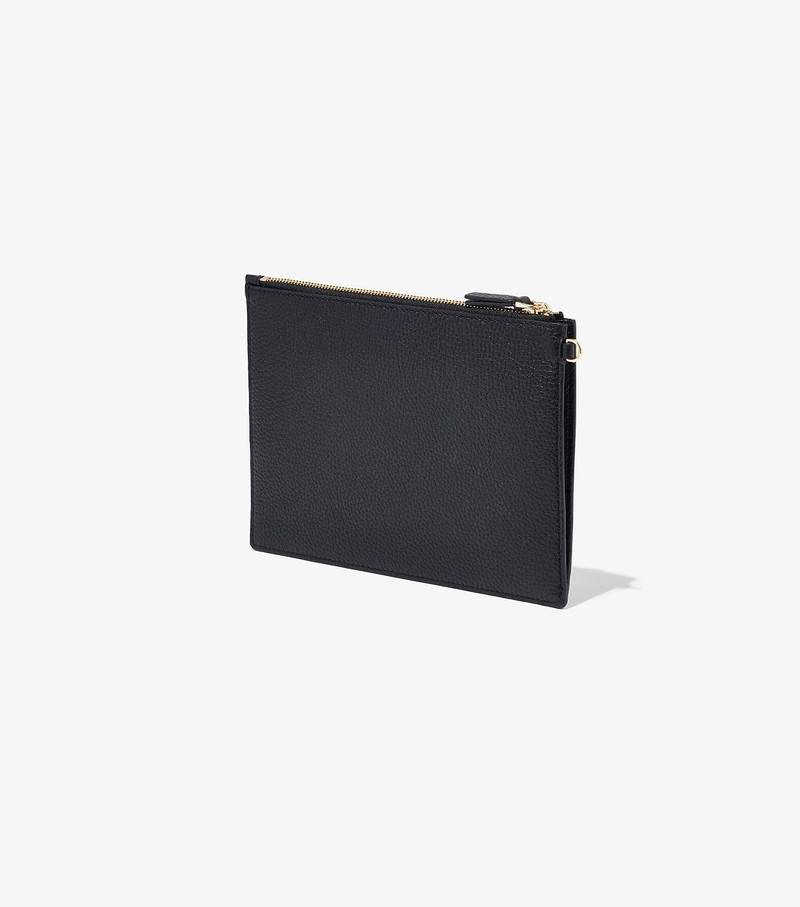 Małe Portfele Damskie Marc Jacobs Skórzane Small Wristlet Czarne | 09BYRONWV