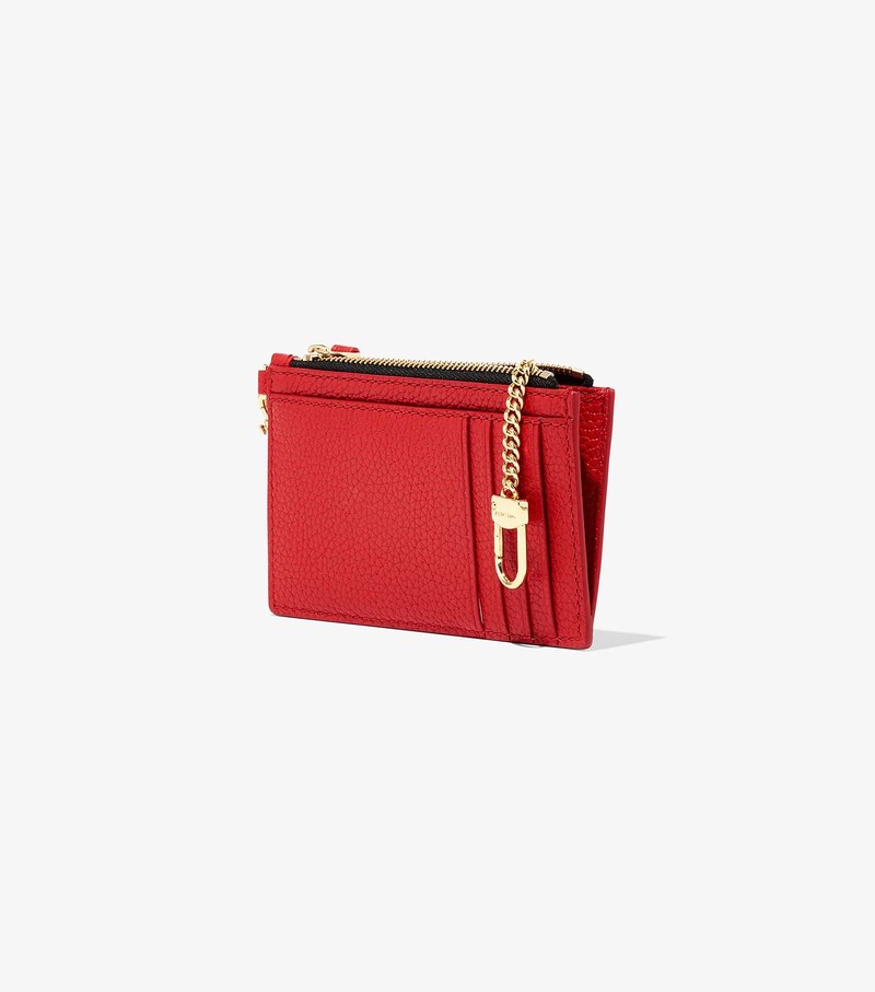 Małe Portfele Damskie Marc Jacobs Skórzane Top Zip Wristlet Czerwone | 18NZVDCEP