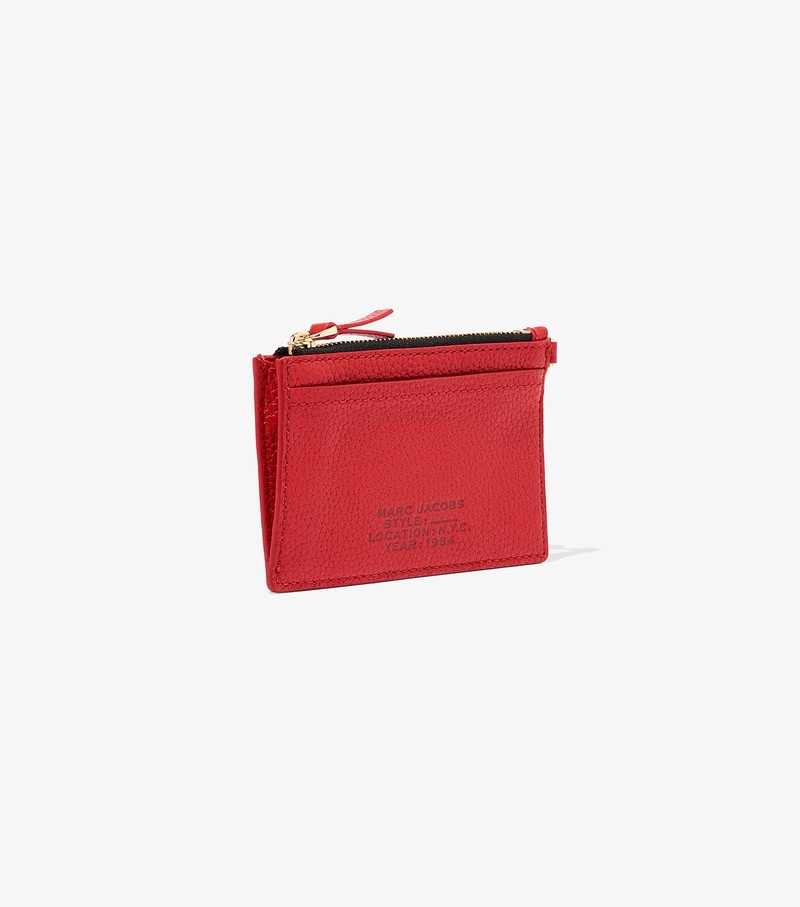 Małe Portfele Damskie Marc Jacobs Skórzane Top Zip Wristlet Czerwone | 18NZVDCEP