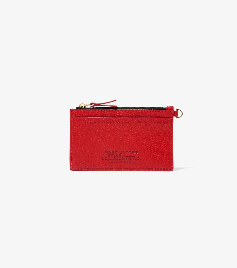 Małe Portfele Damskie Marc Jacobs Skórzane Top Zip Wristlet Czerwone | 18NZVDCEP