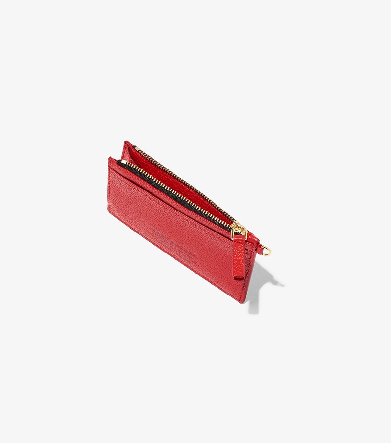 Małe Portfele Damskie Marc Jacobs Skórzane Top Zip Wristlet Czerwone | 18NZVDCEP