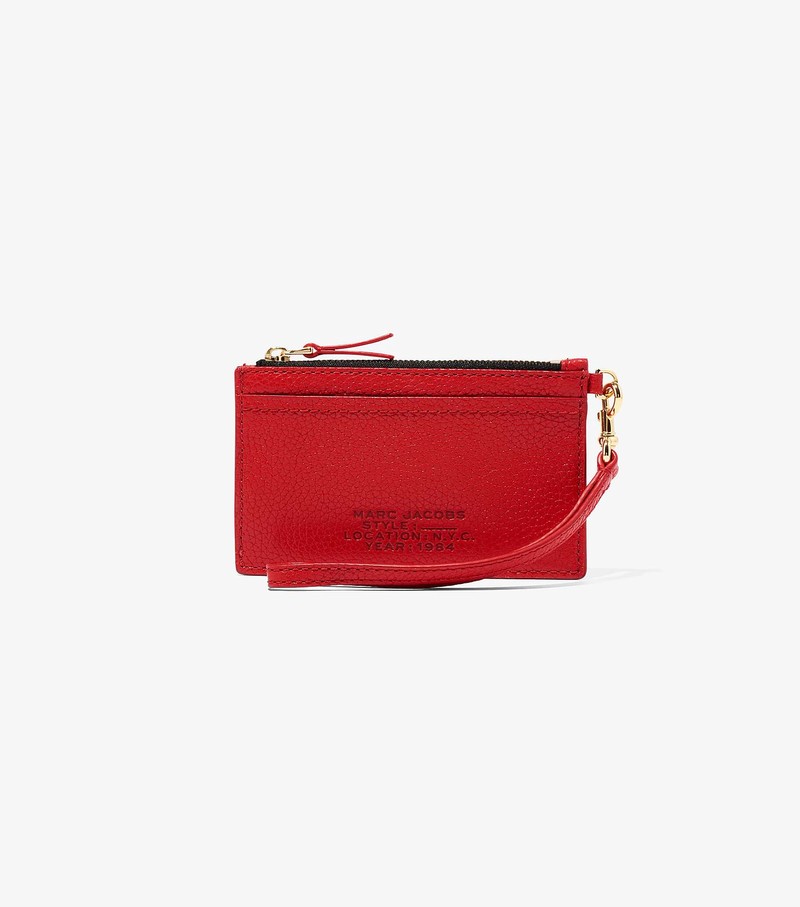 Małe Portfele Damskie Marc Jacobs Skórzane Top Zip Wristlet Czerwone | 18NZVDCEP