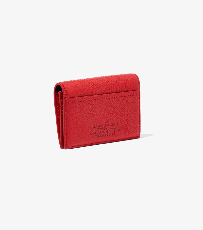 Małe Portfele Damskie Marc Jacobs Skórzane Small Bifold Czerwone | 68WSEZVYM