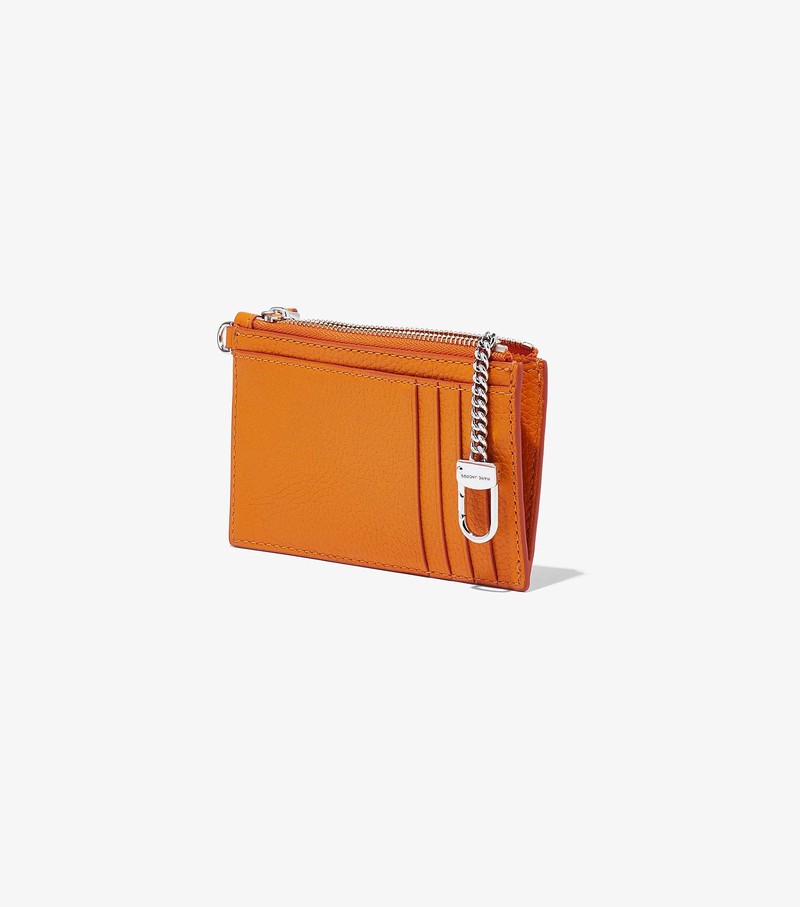 Małe Portfele Damskie Marc Jacobs Skórzane Top Zip Wristlet Pomarańczowe | 89UNZJTVD