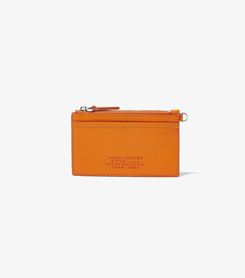 Małe Portfele Damskie Marc Jacobs Skórzane Top Zip Wristlet Pomarańczowe | 89UNZJTVD