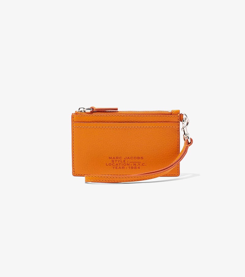 Małe Portfele Damskie Marc Jacobs Skórzane Top Zip Wristlet Pomarańczowe | 89UNZJTVD