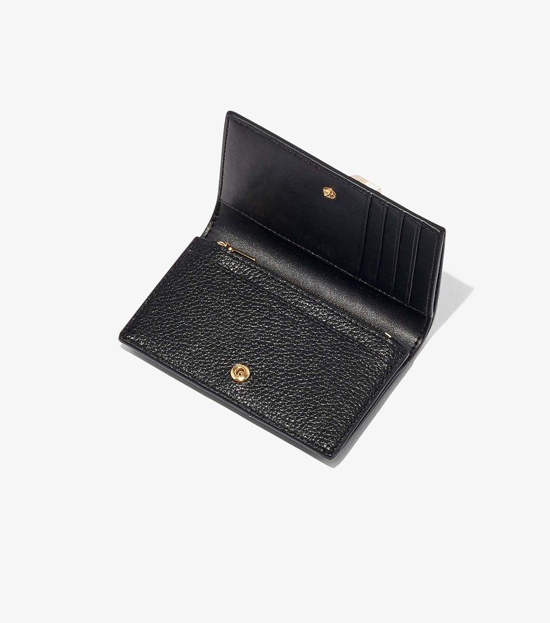 Małe Portfele Damskie Marc Jacobs Skórzane Small Bifold Czarne | 97UJSPBCO