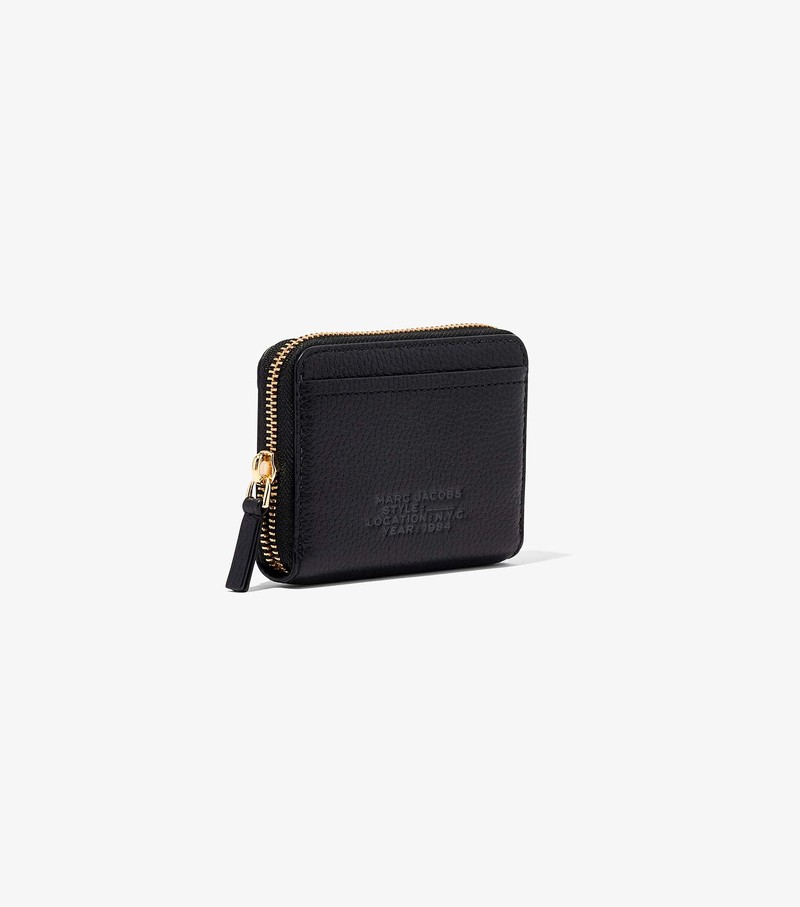 Małe Portfele Damskie Marc Jacobs Skórzane Zip Around Czarne | 98FCXKGSA