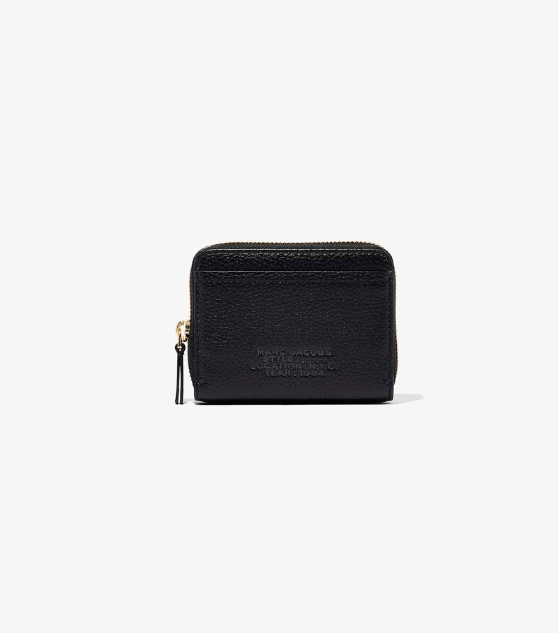 Małe Portfele Damskie Marc Jacobs Skórzane Zip Around Czarne | 98FCXKGSA