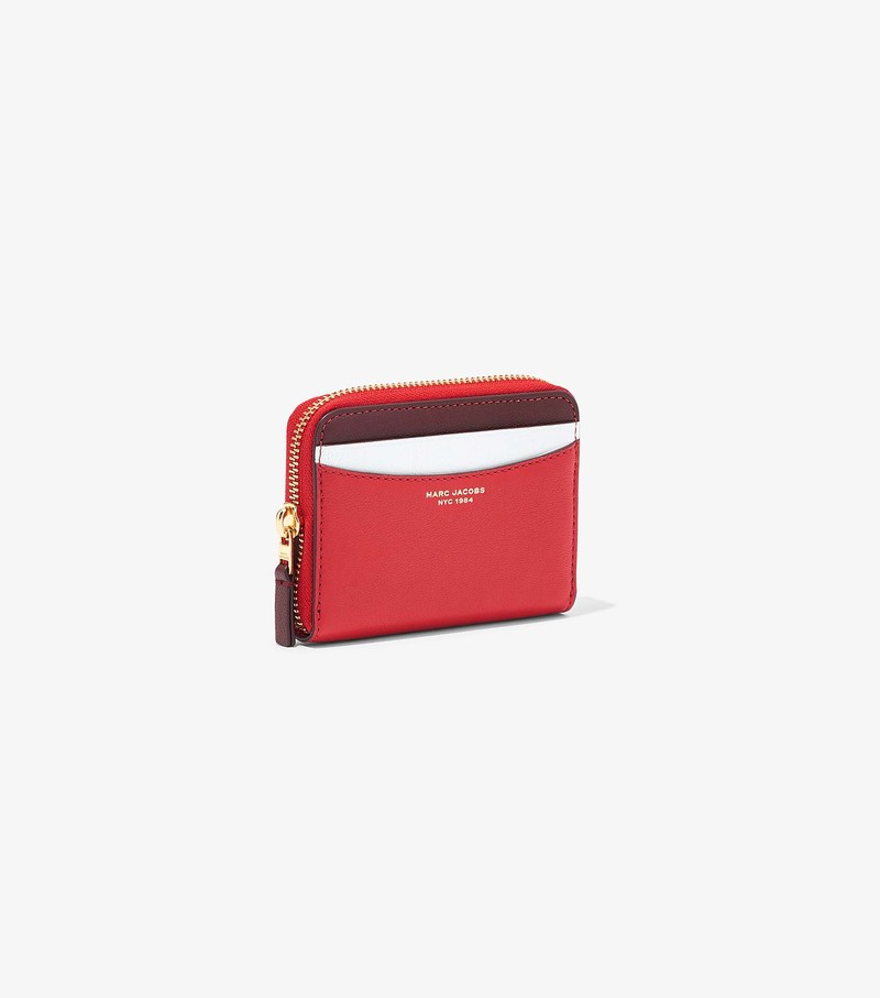 Małe Portfele Damskie Marc Jacobs Slim 84 Colorblock Zip Around Czerwone | 08DCVYWSL