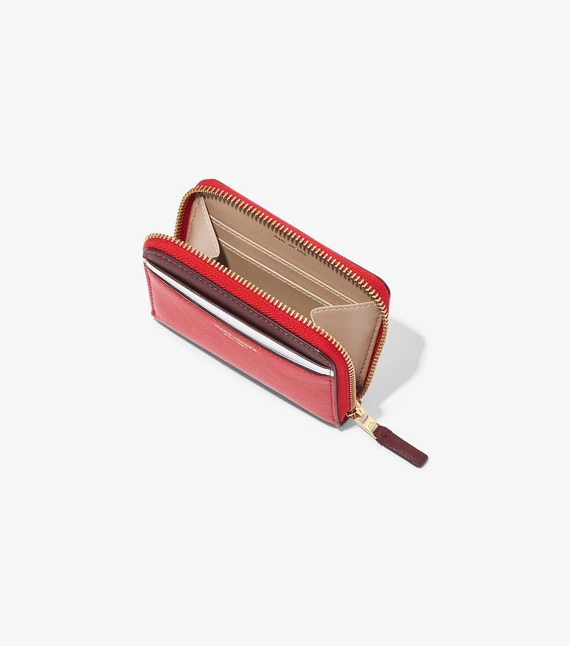 Małe Portfele Damskie Marc Jacobs Slim 84 Colorblock Zip Around Czerwone | 08DCVYWSL