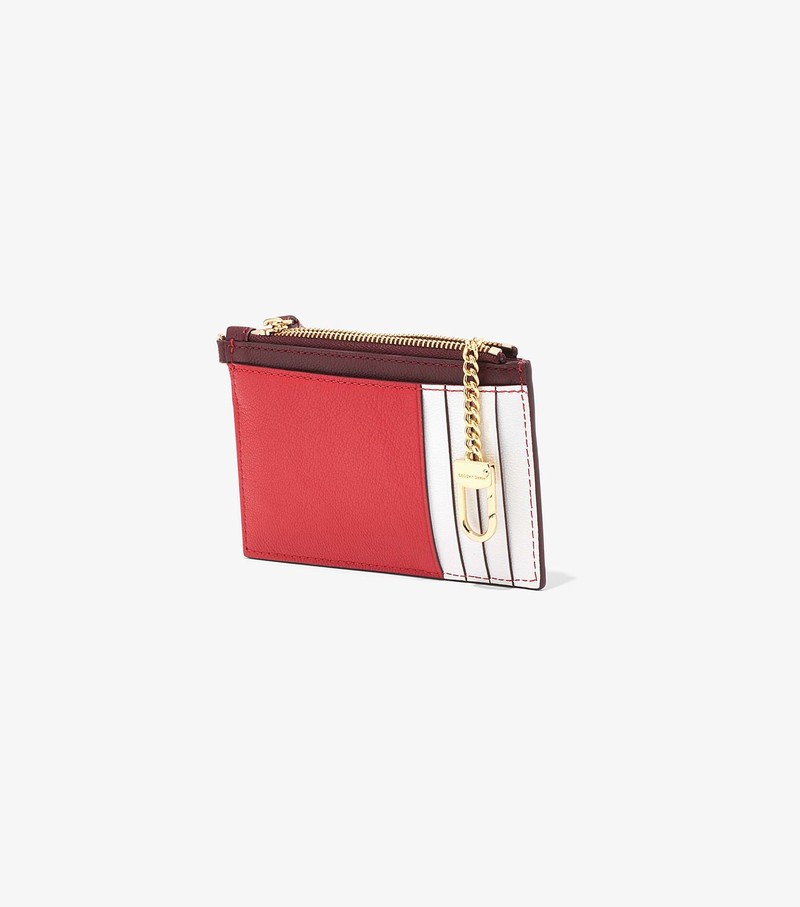 Małe Portfele Damskie Marc Jacobs Slim 84 Colorblock Top Zip Wristlet Czerwone | 20PCBNMXU