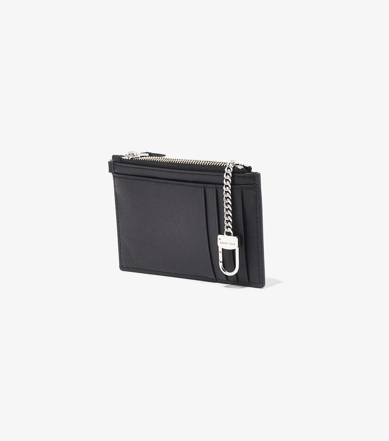 Małe Portfele Damskie Marc Jacobs Slim 84 Top Zip Wristlet Czarne | 67XNWFKLA