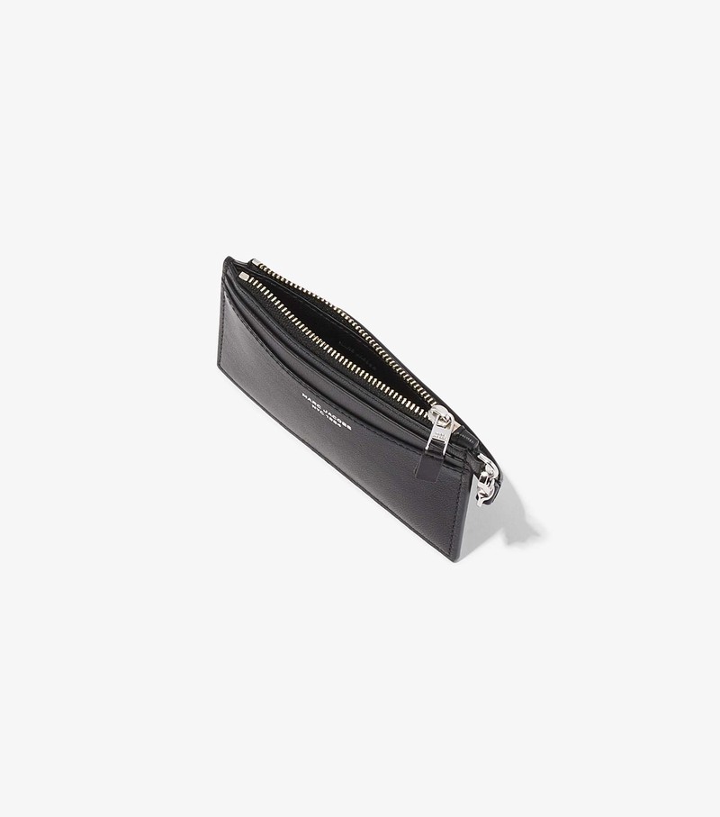 Małe Portfele Damskie Marc Jacobs Slim 84 Top Zip Wristlet Czarne | 67XNWFKLA