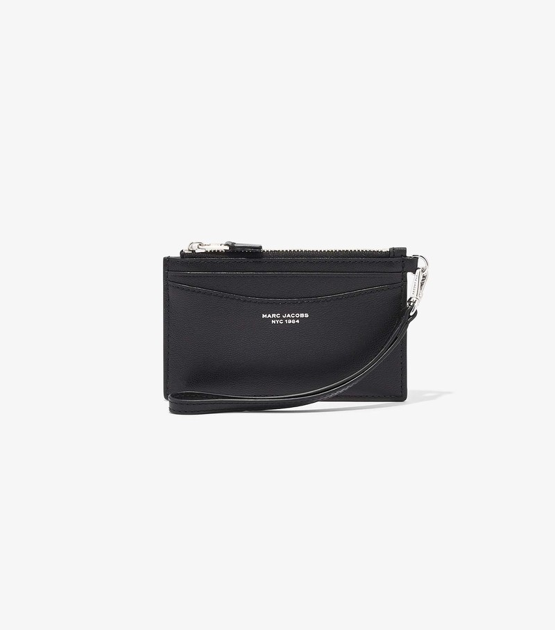 Małe Portfele Damskie Marc Jacobs Slim 84 Top Zip Wristlet Czarne | 67XNWFKLA