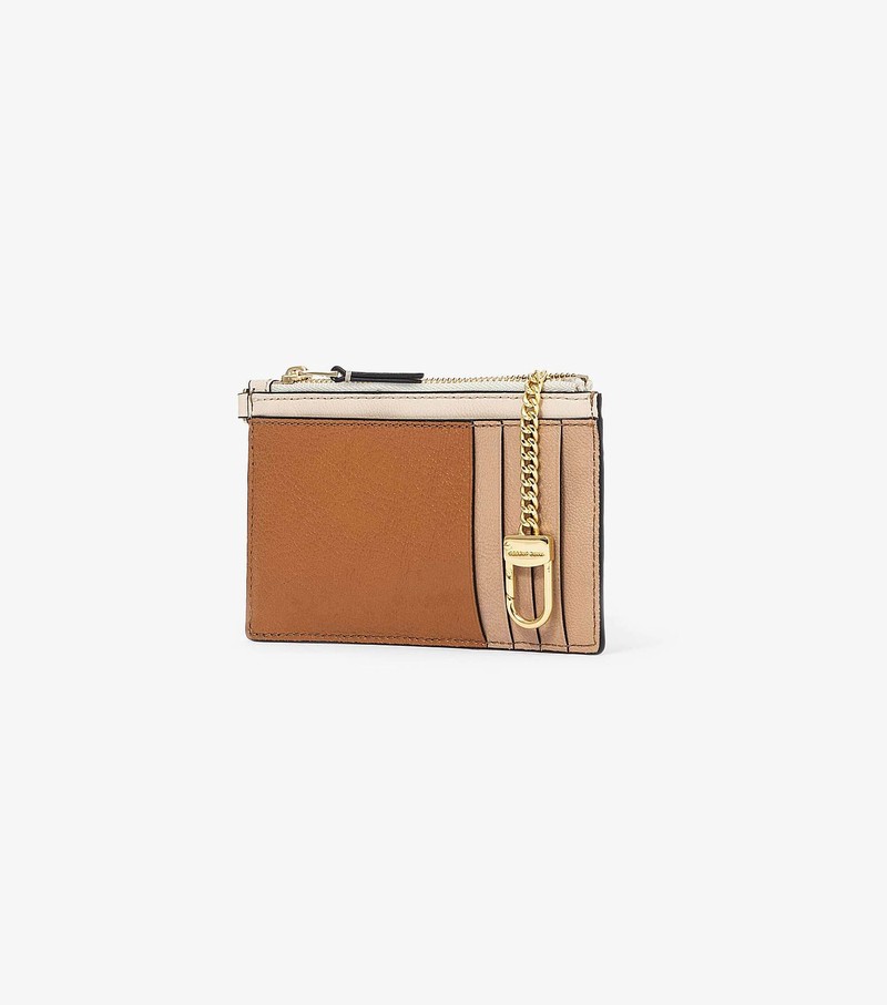 Małe Portfele Damskie Marc Jacobs Slim 84 Colorblock Top Zip Wristlet Brązowe | 97ZEVOIPT