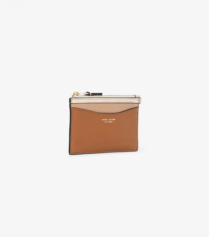 Małe Portfele Damskie Marc Jacobs Slim 84 Colorblock Top Zip Wristlet Brązowe | 97ZEVOIPT