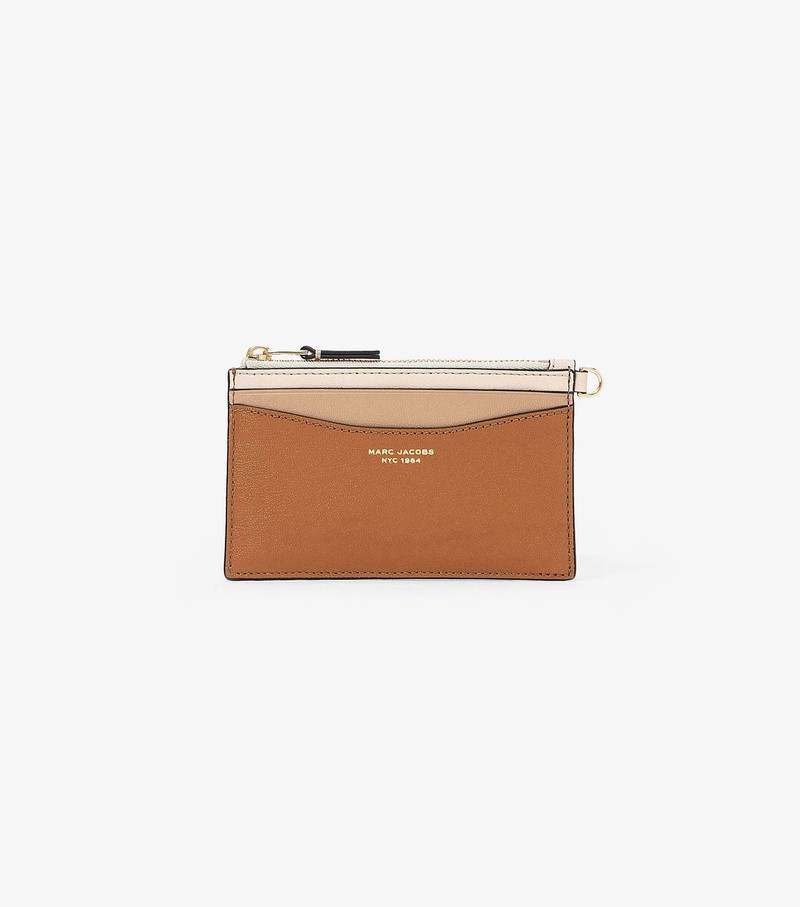 Małe Portfele Damskie Marc Jacobs Slim 84 Colorblock Top Zip Wristlet Brązowe | 97ZEVOIPT