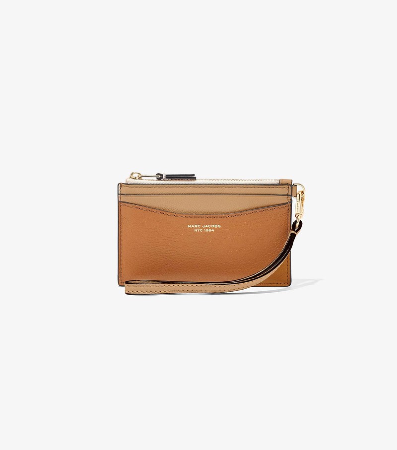 Małe Portfele Damskie Marc Jacobs Slim 84 Colorblock Top Zip Wristlet Brązowe | 97ZEVOIPT