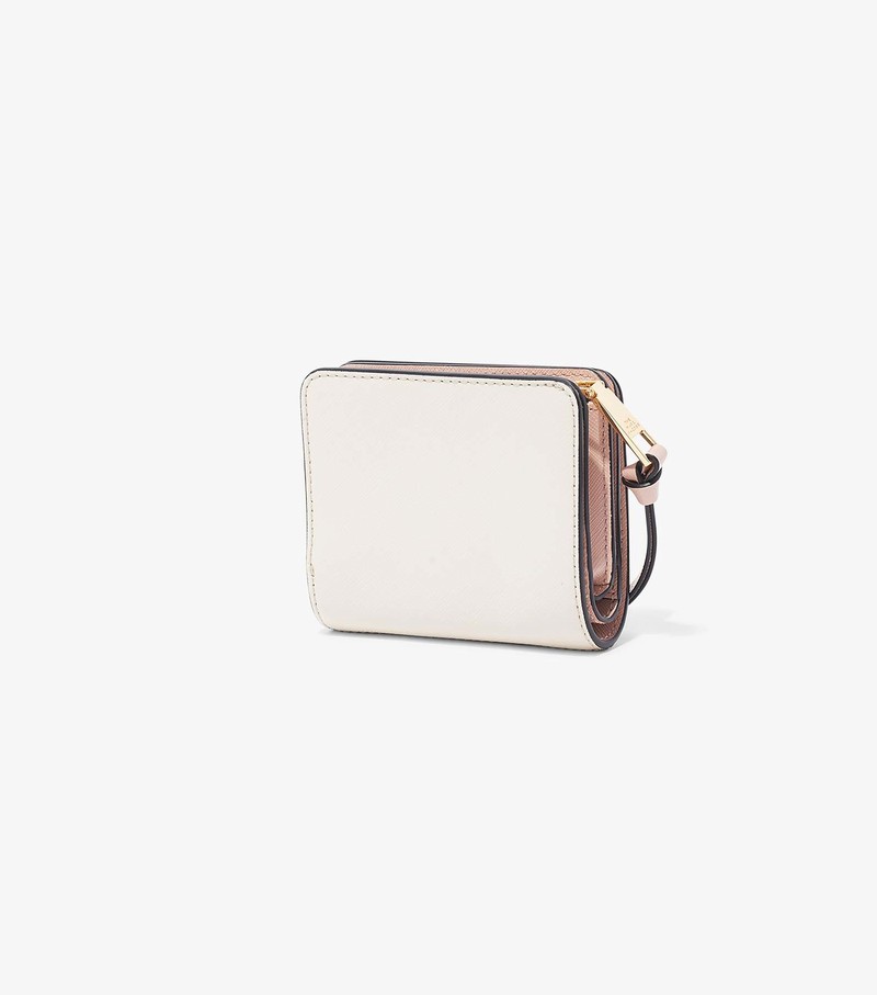 Małe Portfele Damskie Marc Jacobs Snapshot Mini Compact Białe | 52OJRPHMX