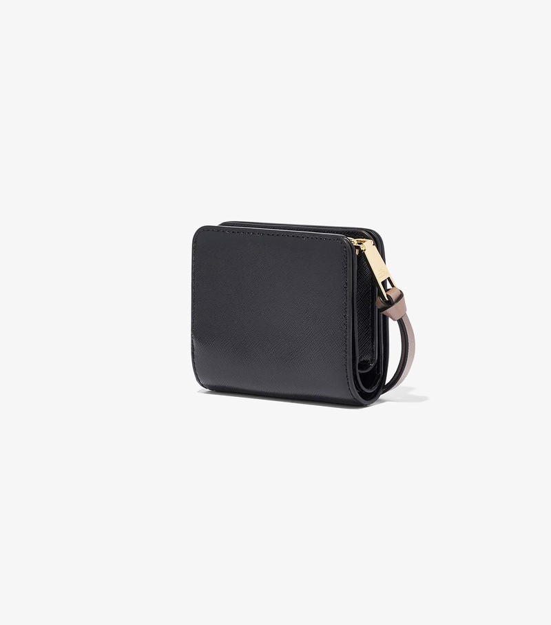 Małe Portfele Damskie Marc Jacobs Snapshot Mini Compact Czarne Białe | 92SLEADHO