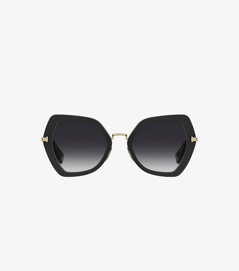 Okulary Słoneczne Damskie Marc Jacobs Icon Oversized Butterfly Czarne | 01OVJLNWY