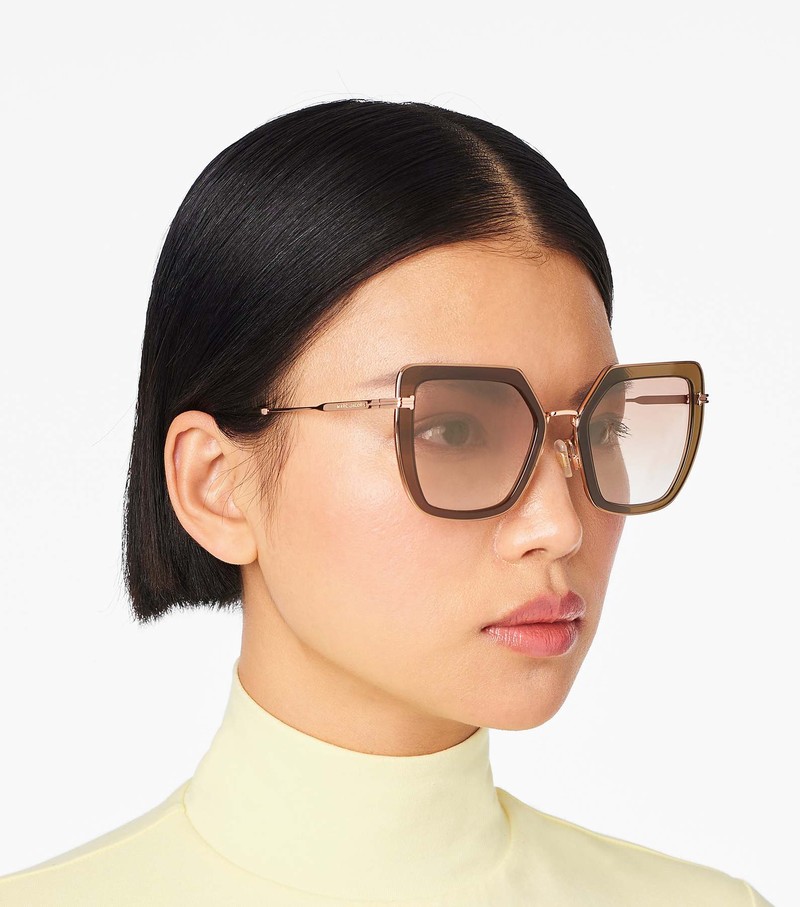 Okulary Słoneczne Damskie Marc Jacobs Icon Oversized Butterfly Oliwkowe | 36JUNKCYS